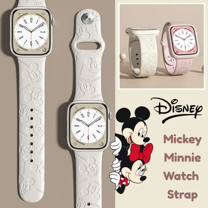 

Disney Mickey Minnie Strap for Apple Watch Band 38-49mm Silicone Solo Loop bracelet iWatch ultra 8 7 6 5 3
