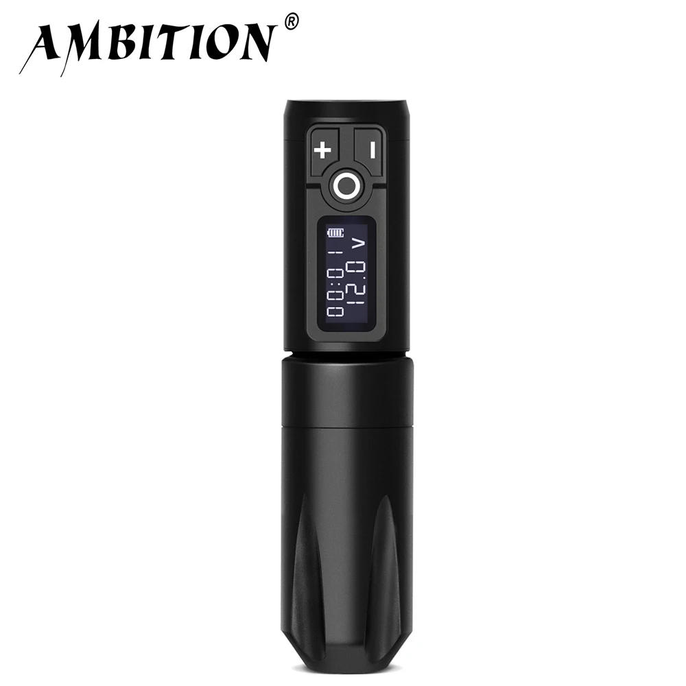 Ambition Trident Tattoo Machine Pen Gun Portable Wireless Battery Strong Coreless Motor LED Digital Display for Tattoo Art