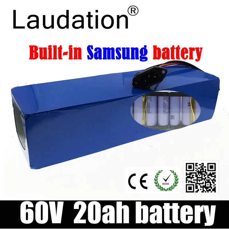 

Аккумуляторная батарея 60 в, 20AH16ah 67,2 V 16S 6P Встроенная Samsung 18650 INR 33G с 30A BMS для электродвигателей, скутеров и т. Д.