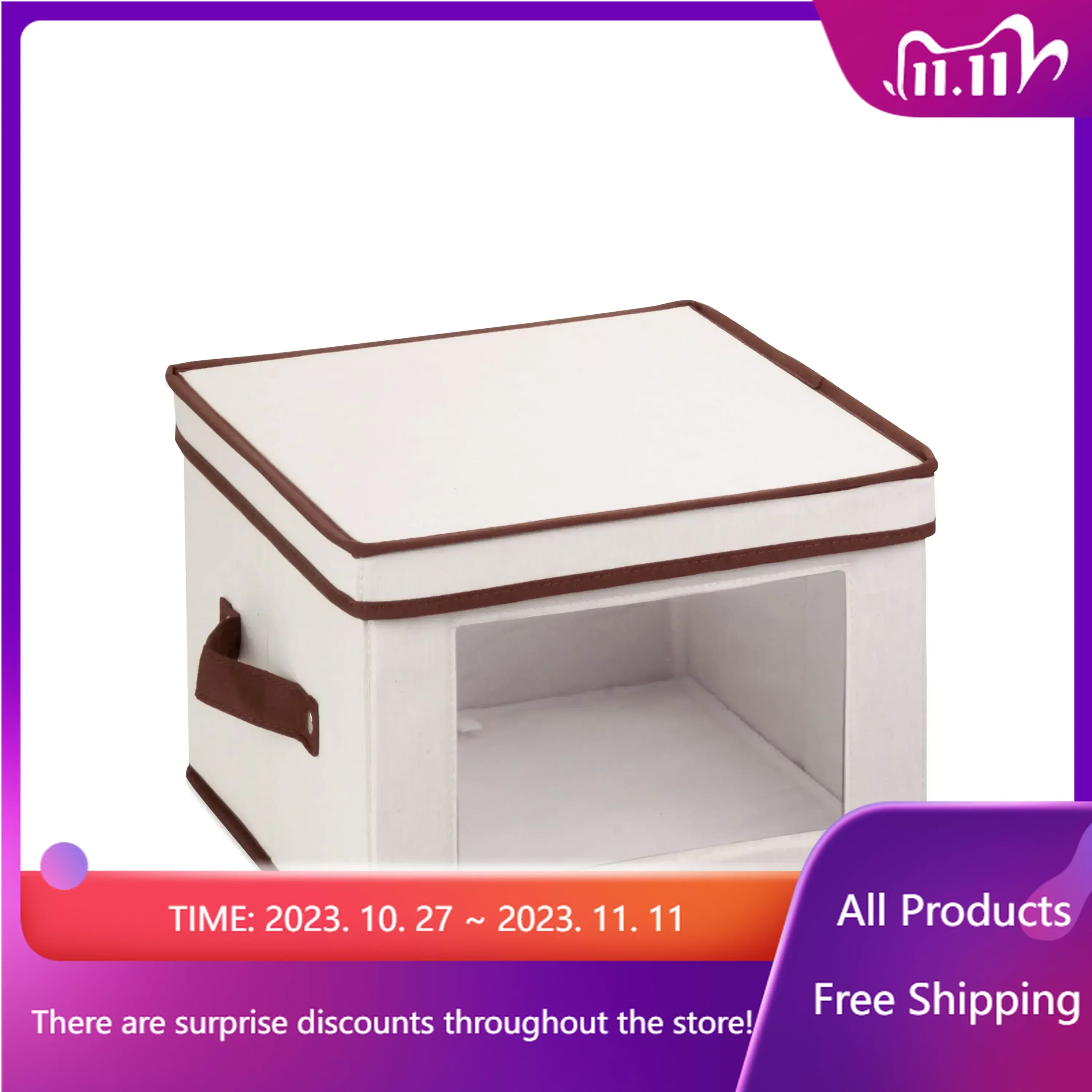 

12"x12" Canvas Square Stemware and More Storage Box with Lid, Natural Organizer Fast Transportation Sales Promotion