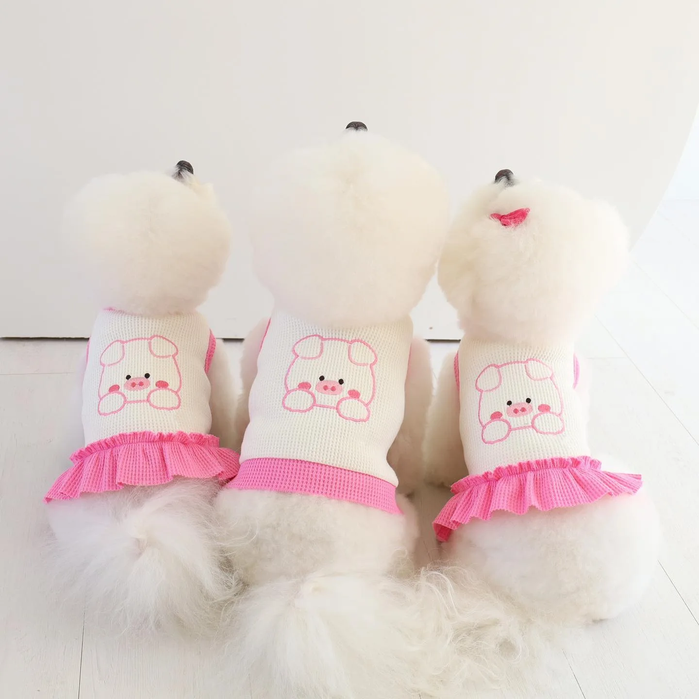 

Embroidered Piggy Top Comfortable Pet Clothes Pet Clothes Spring and Summer Cotton Dog Clothes Cute Pink Dress Fashion Dress