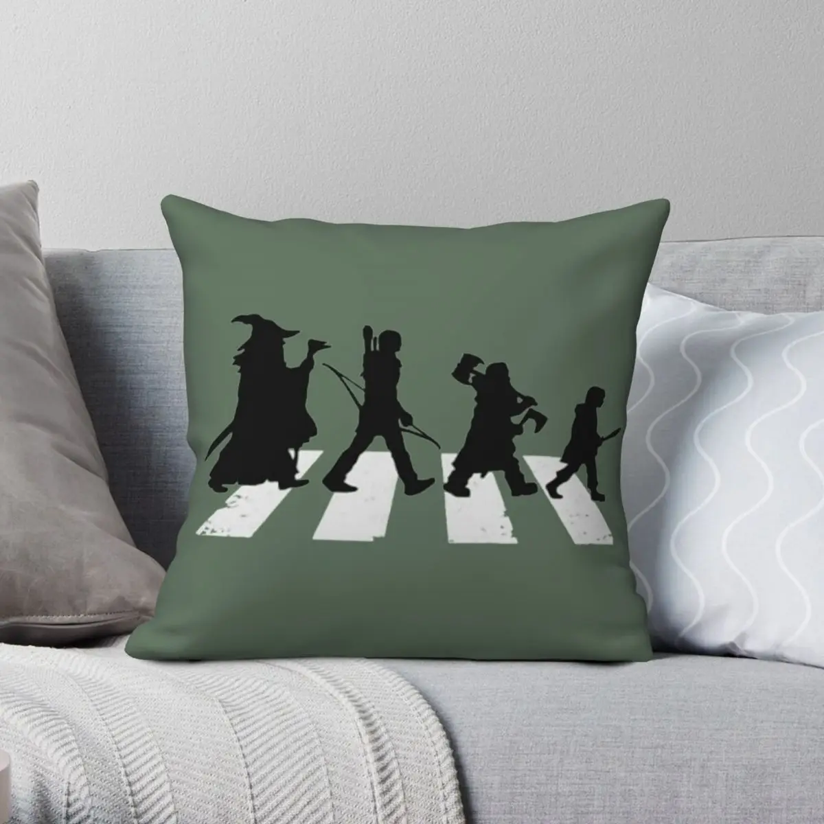 

Walking Together Square Pillowcase Polyester Linen Velvet Creative Zip Decor Throw Pillow Case Room Cushion Cover 45x45