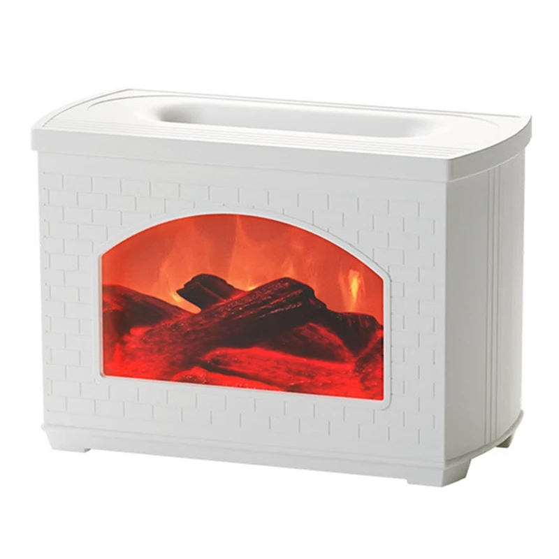 

Simulated Lighting Effect Atomizing Fireplace Humidifier Automatic Fragrance Sprayer Household Machine Decor White