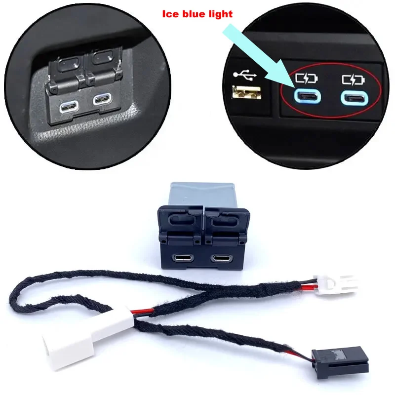 Быстрое зарядное устройство USB Type-C для Toyota Sienna Camry Highlander Corolla RAV4 Land Cruiser 70 2018-2022, соединительная линия, аксессуары