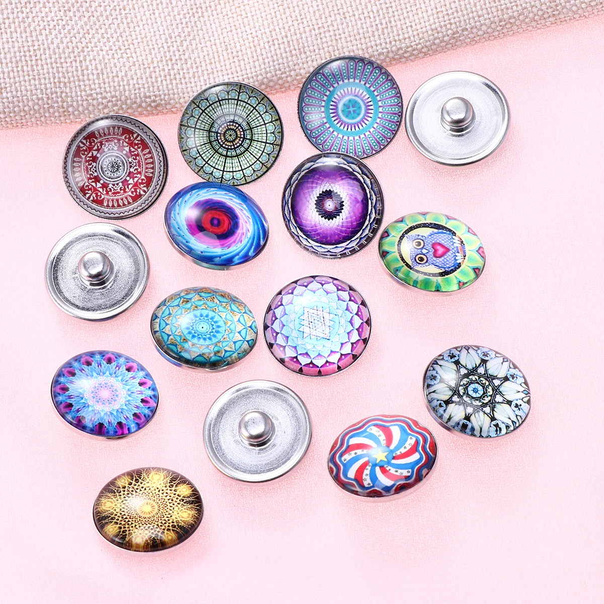 

Buttons Glassexotic Crafts Mosaic Round Printed Tile Flatbutton Swing
