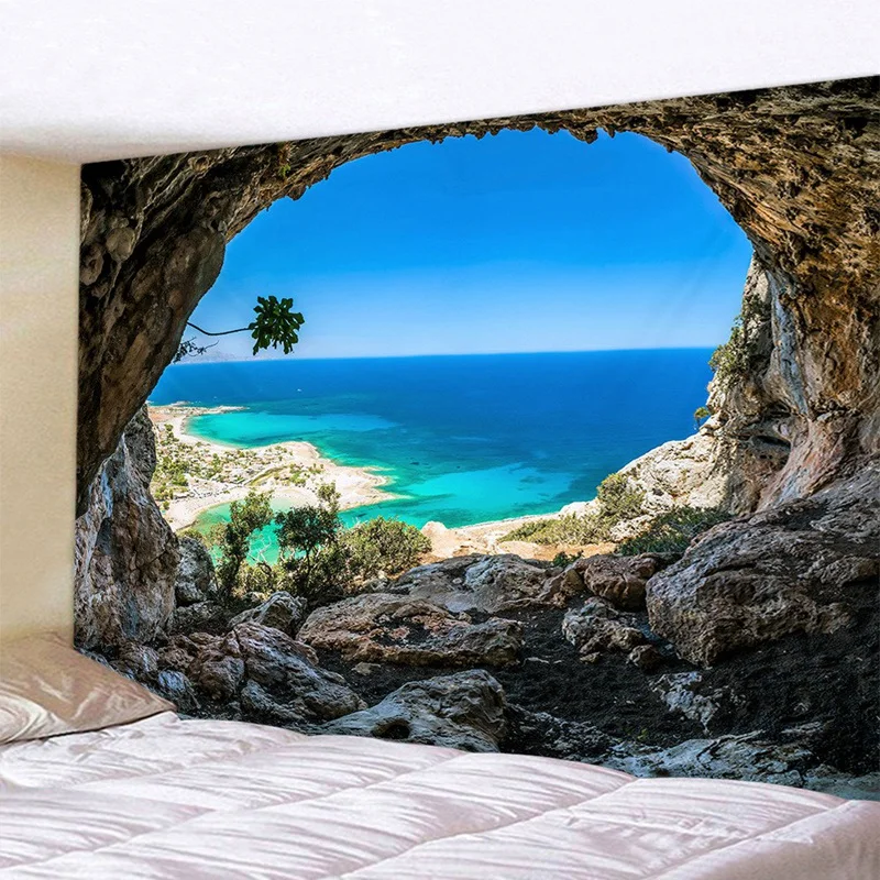 

X см настенный подвесной гобелен Синий Морской пейзаж Мандала диван одеяло спальня гостиная настенное украшение картины