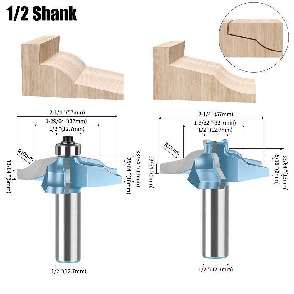 2 шт., фрезы для деревообработки, хвостовик 12 мм 1/2 дюйма