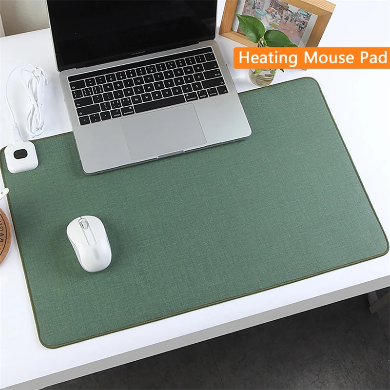 Heat Mat Waterproof Leather Display Temperature Heating Mouse Pad Keep Warm Hand Table Mat Heating Office Desk Winter 26x52cm