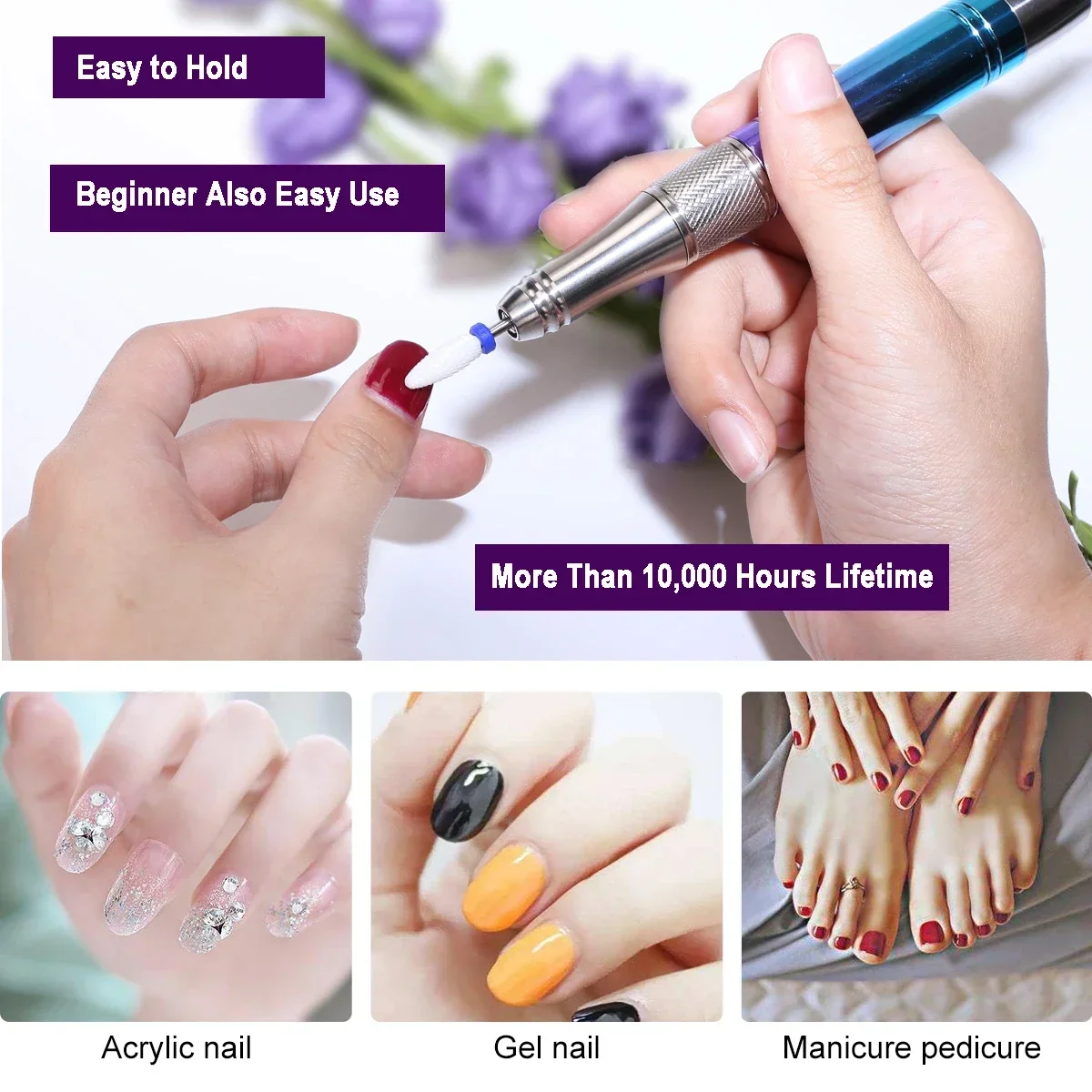 Мощный крутящий момент 35000 Φ электрическая дрель для ногтей перезаряжаемая Belle