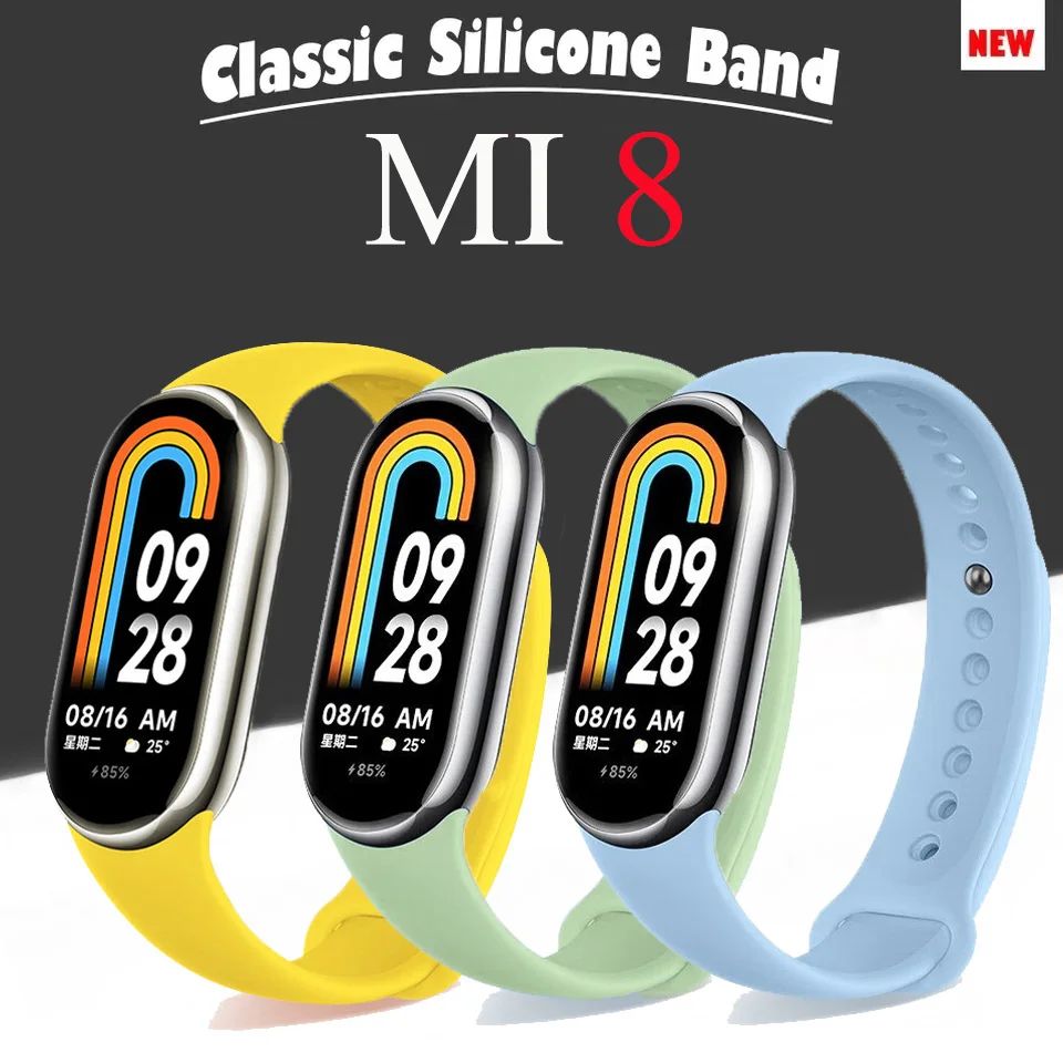 Silicone Film+Strap for Xiaomi Mi Band 8 Sport Wristband Bracelet for MiBand 8 NFC Rubber Strap Correa Smartwatch Accessories