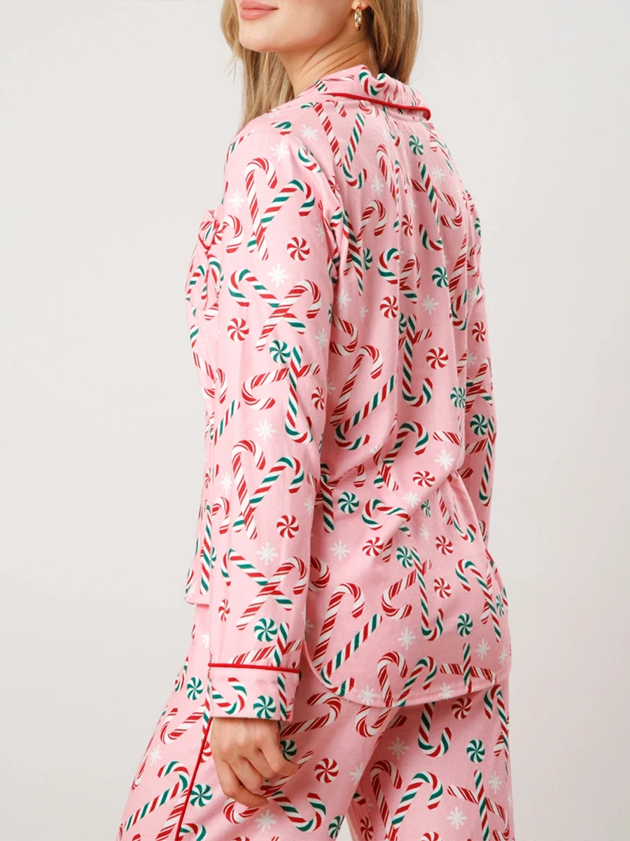 Женский комплект для отдыха из 2 предметов рубашка с принтом Санта-Клауса и