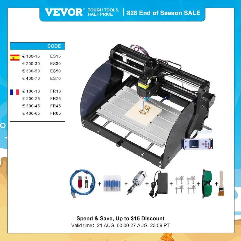 VEVOR 3018 PRO MAX CNC маршрутизатор 2.5W лазерная гравировка машина 3 оси GRBL управления древесины резак гравер фрезерный станок для PCB PVC