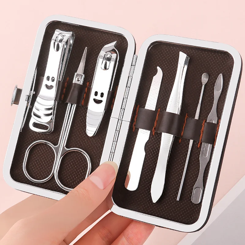 

7 Pcs Stainless Steel Nail Clipper Cutter Trimmer Ear Pick Grooming Kit Manicure Pedicure Toe Nail Tools Set with Case