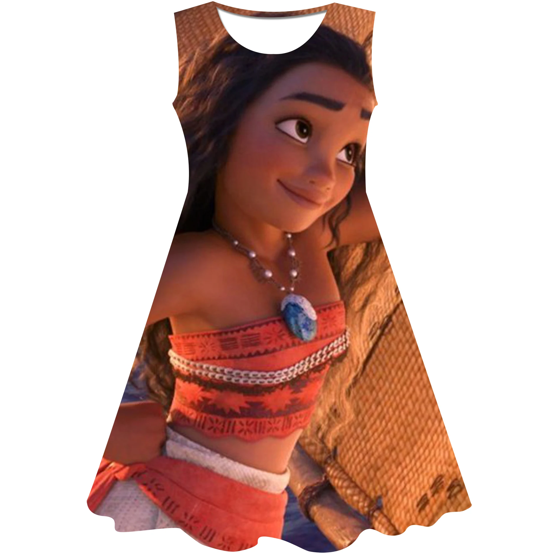 2023 New Moana Dress For Girls Kids Cartoon Clothes 1-10 Year Baby Birthday Outfit Party Wear Summer Cosplay Disney Series Dress