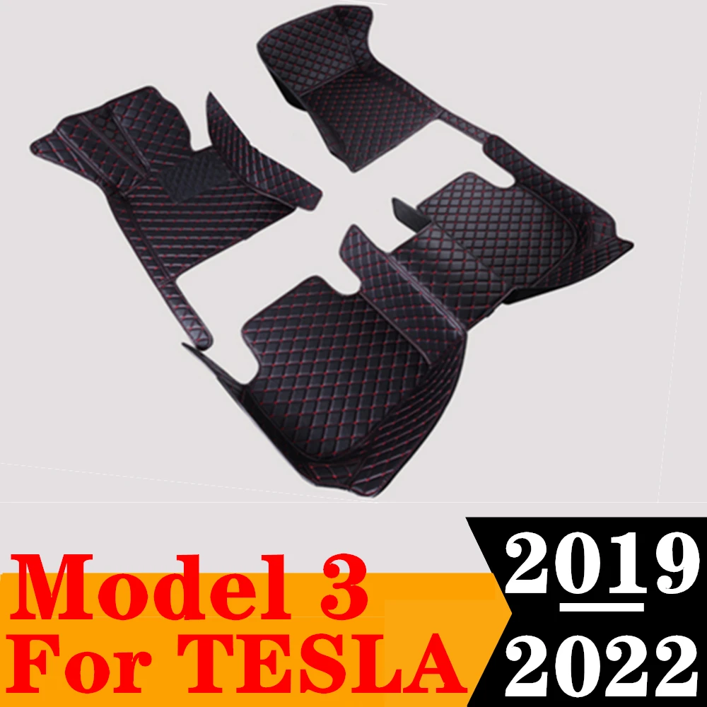 

Sinjayer Waterproof Leather Custom Fit Car Floor Mats Front & Rear FloorLiner Auto Parts Carpet Mat For Tesla Model 3 2019-2022