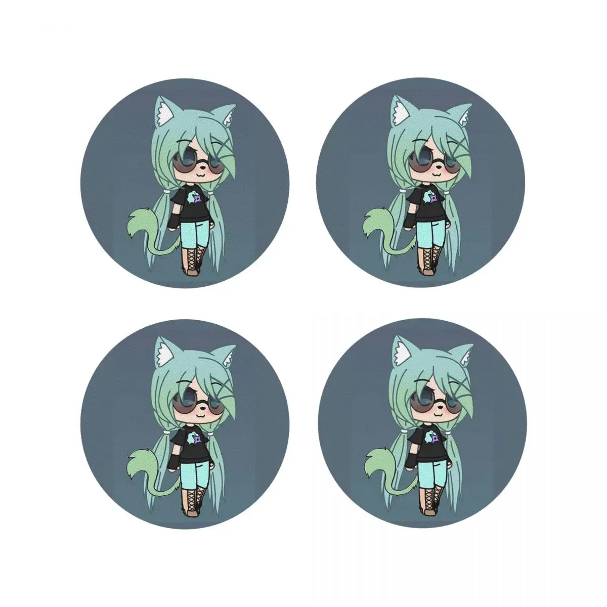 Gacha Life Series - Chloe The Tomboy Coasters Kitchen Placemats Insulation Cup Coffee Mats For Decor Tableware Pads Set of 4