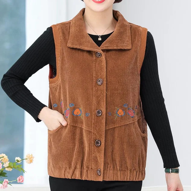 

Women's 2023 New Spring Autumn Korean Sleeveless Corduroy Vests Vintage Fashion Female Casual Waistcoat Jackets Tops X57