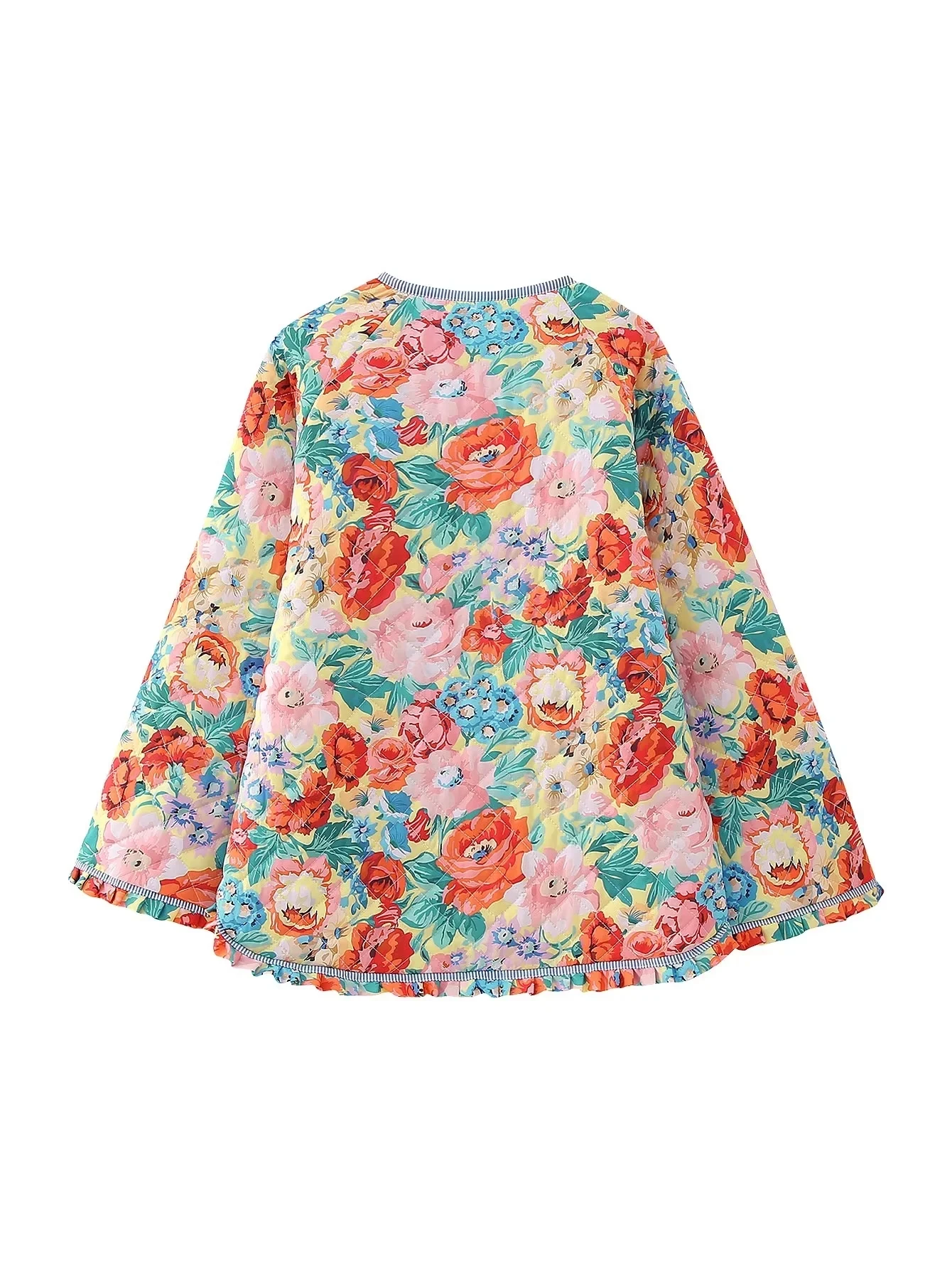 Женская стеганая парка с цветочным принтом плотное теплое пальто соединением