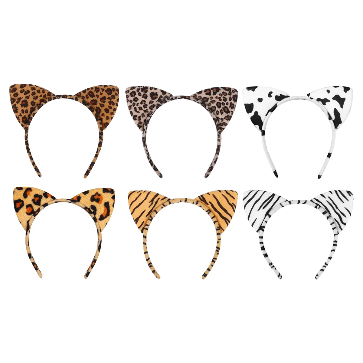 

Lurrose 6pcs Cat Ear Headbands Plush Leopard Grain Hair Hair Accessory for Party Ball Costume