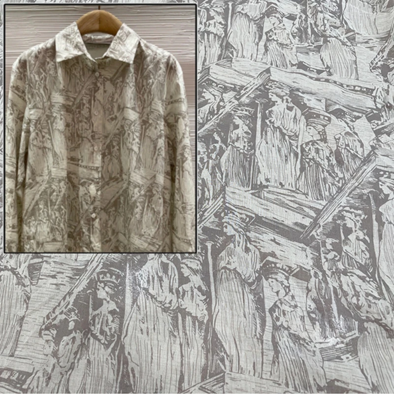 

Pure Cotton Poplin Printed Fabric Luxury Brand Fashion Design Women's Shirt Polyester Stretch Satin Fabrics Cloth Per Meter Sew