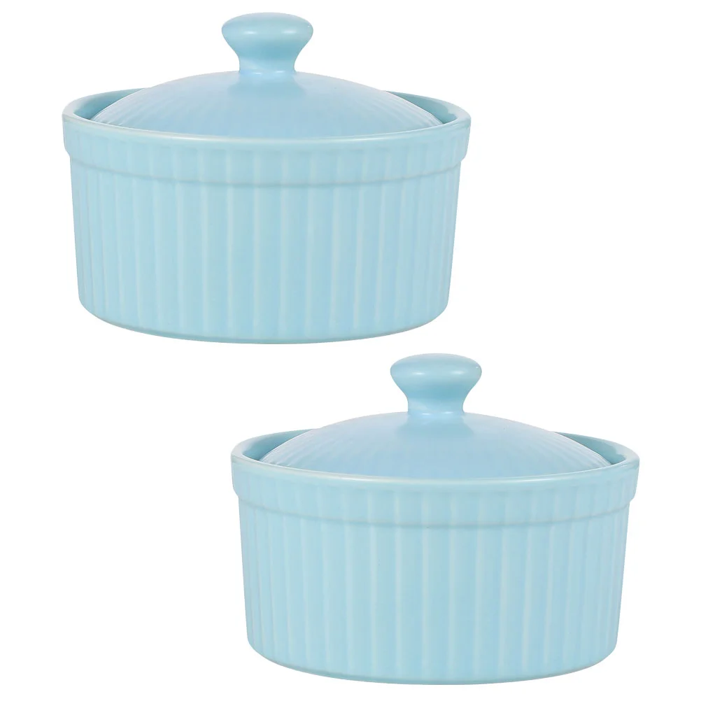 

2pcs Convenient Smooth Edges Porcelain Ramekin Fruit Bowl Custard Bowl Dessert Serving Bowl Brulee Ramekin Pudding Bowl