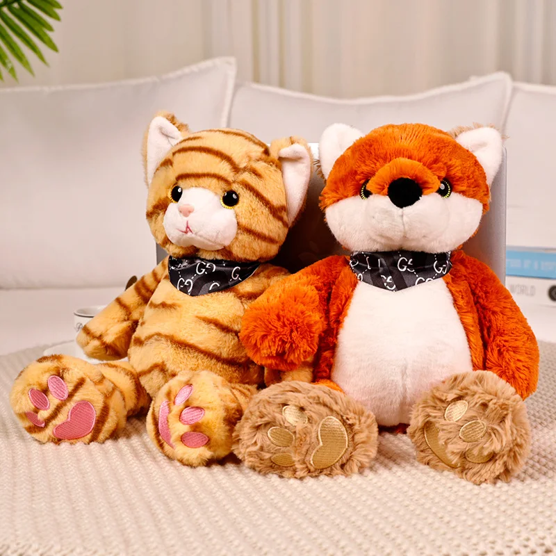 

25/38CM Cute Fluffy Fox Cat Alpaca Panda Plush Toys Chimpanzee Toy Lovely Animals Pillow Stuffed Soft for Children Girls Gift