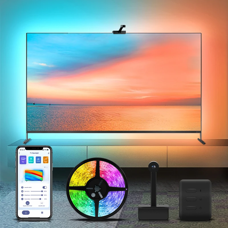 

Wifi Rgbic Led TV Backlight with Camera Smart Ambient Light Sync with TV Immersion Led Strip 12V 45-65 inches