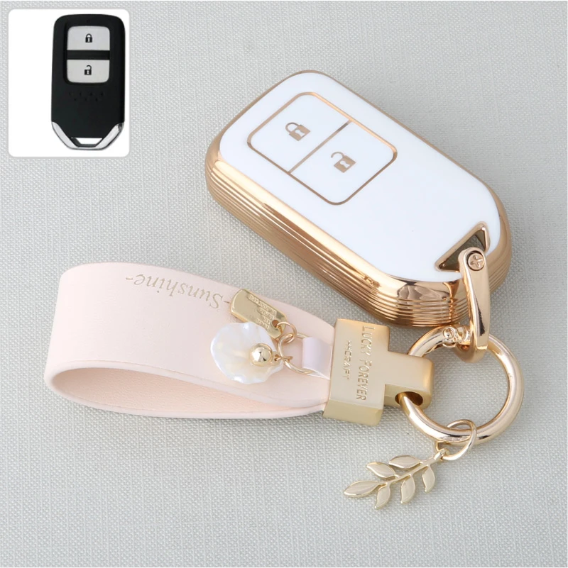 

Модный ТПУ чехол для автомобильного смарт-ключа с дистанционным управлением чехол для Honda Vezel city civic Jazz BRV BR-V HRV чехол для ключа брелок 2 кнопки аксессуары