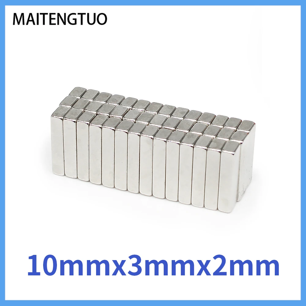 

20/50/100/200/500/1000PCS 10x3x2 Quadrate Rare Earth Neodymium Magnet Sheet N35 Thin Block Permanent Magnet 10x3x2mm 10*3*2 mm