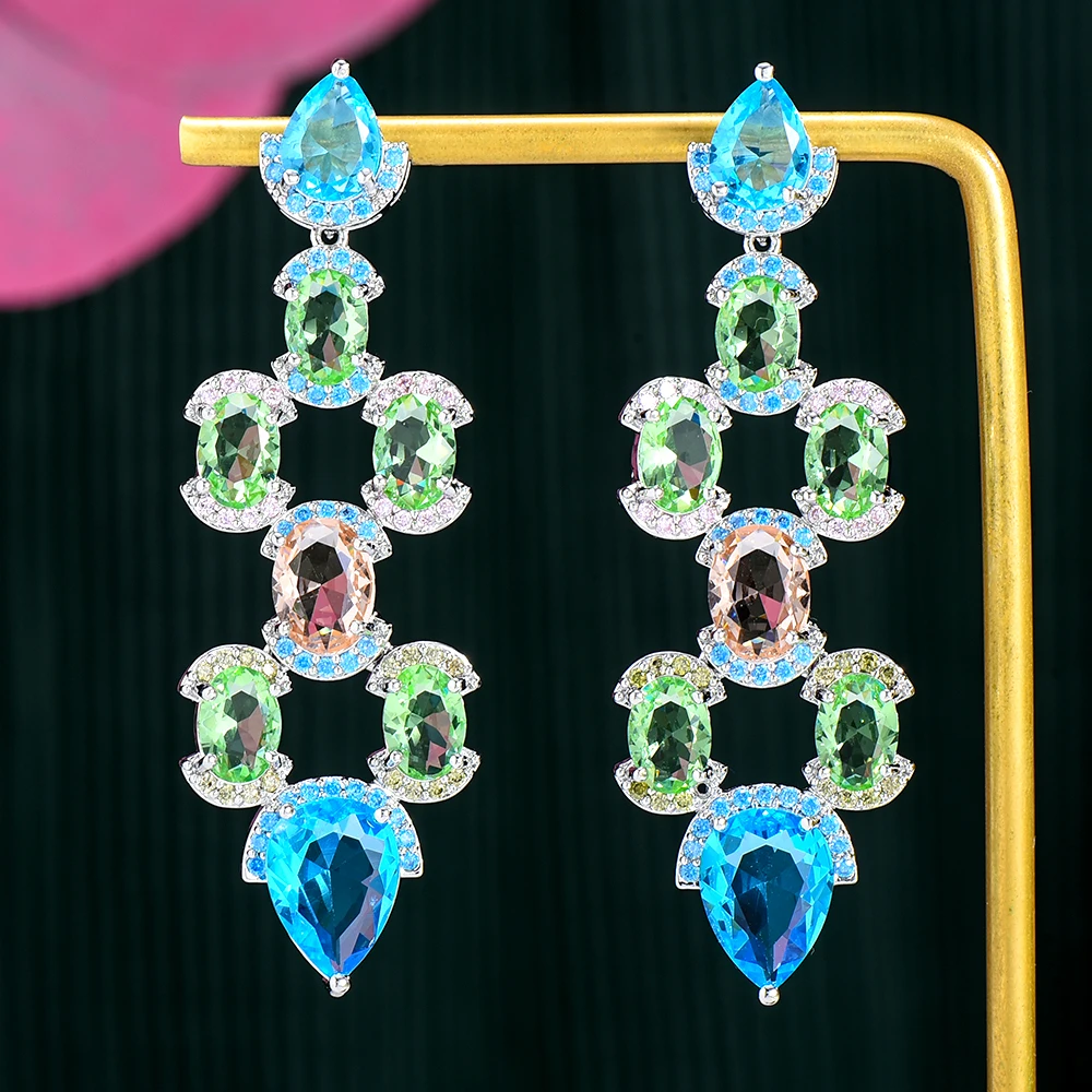 

Siscathy Luxury Trend Zircon Hanging Earrings For Women Crystal Piercing Earring Party Prom Jewelry brincos para as mulheres