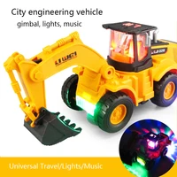 new 360 rotation electric excavator construction car with music led kids educational toys for children gift