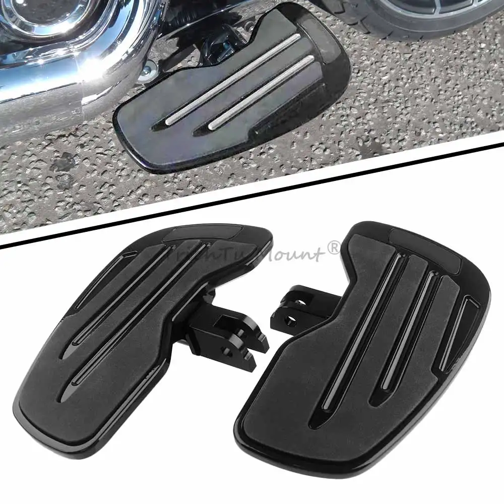 Фото 1 пара черных подножек для водителя с широкой платформой для Harley Softail, Fat Street Bob, Breakout, Low Rider, Sport Glide 2018+ №1