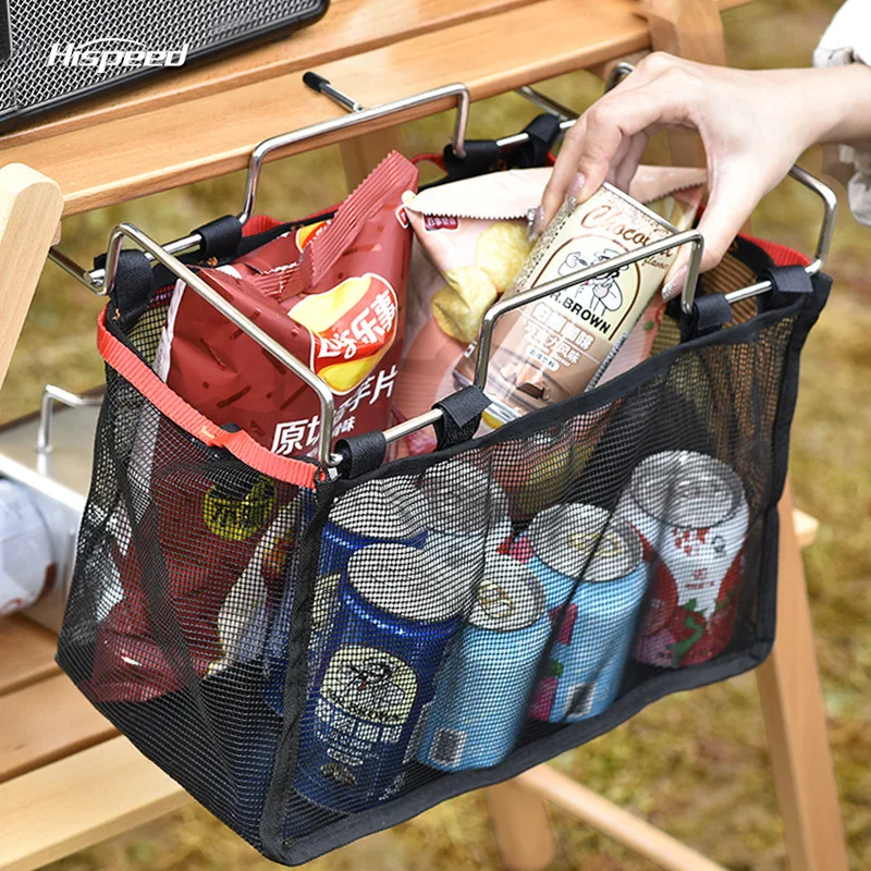 

Боковая металлическая вешалка для кемпинга, нескользящая полка, универсальный держатель для пищевых продуктов, многофункциональные порта...