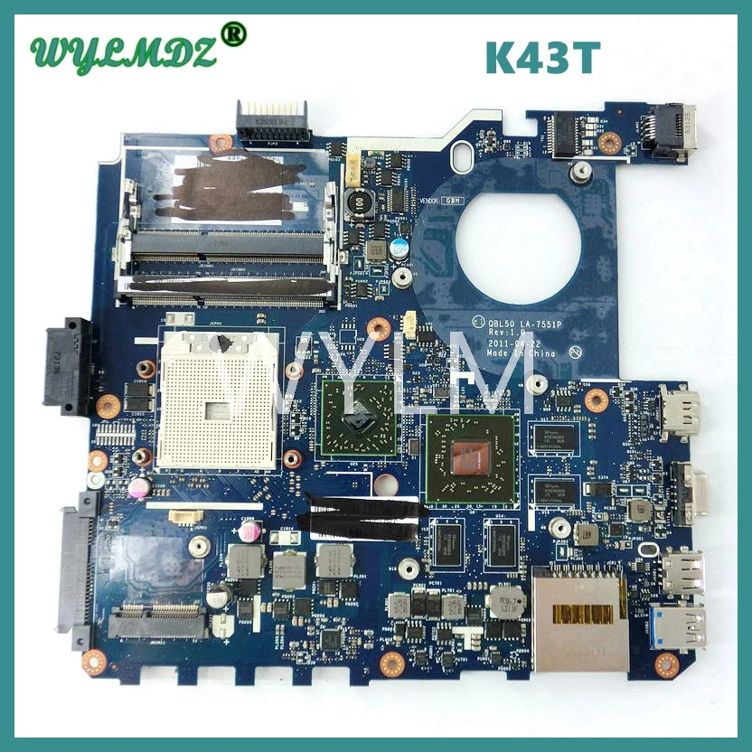 Материнская плата для ноутбука K43T Φ K43TA X43T K43TA K43TK, 100% протестированная