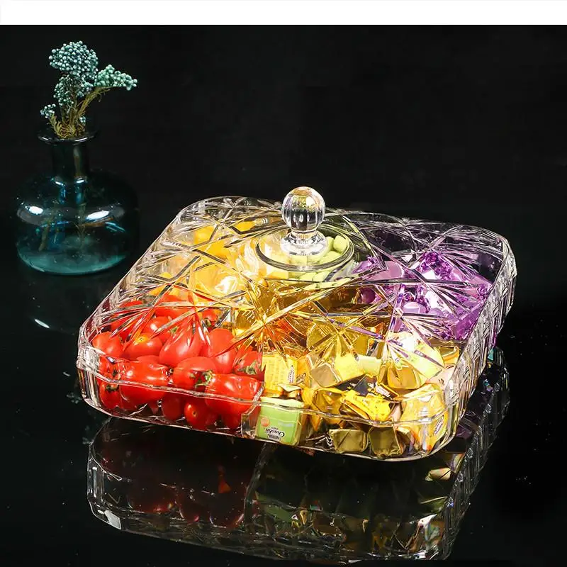 Европейский стиль пластиковая коробка для сушеных фруктов шесть ячеек с крышкой