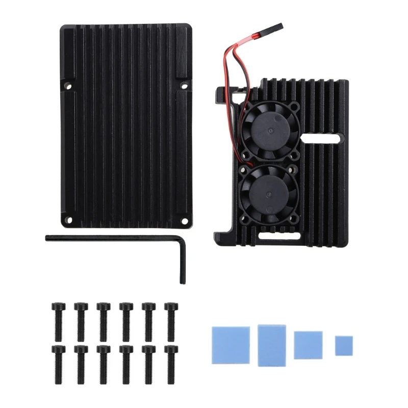 

Raspberry Pi 4B Model B Dual Fans Aluminum Metal Armor for shell for RPi 4B/3B+/