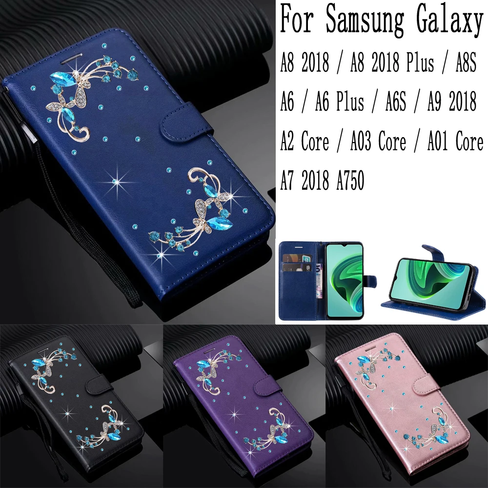 

Sunjolly Mobile Phone Cases Covers for Samsung Galaxy A8 A7 A8S A6 A6S A9 Plus 2018 , A01 A02 A03 Core Case Cover coque Flip
