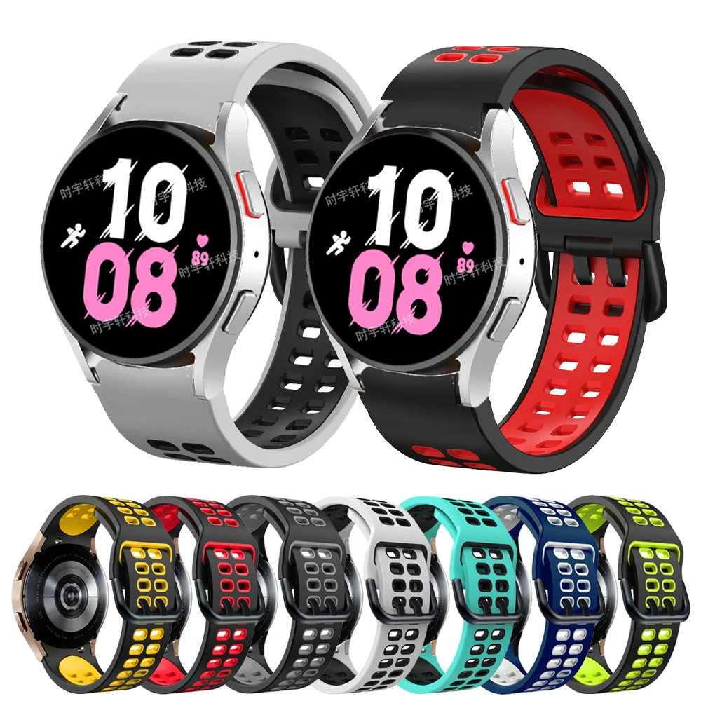 

Ремешок силиконовый для Samsung Galaxy Watch 5 4 40 мм 44 мм, спортивный браслет, классические аксессуары для часов 42 мм 46 мм, двухцветный