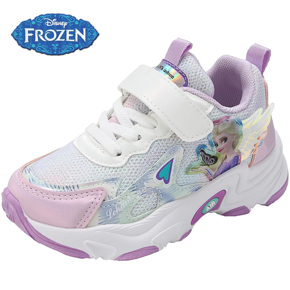 Disney Spring New Children's Casual Sneakers For Girls Frozen Elsa Princess Print Sports Shoes Students Kids Breathable Sneaker