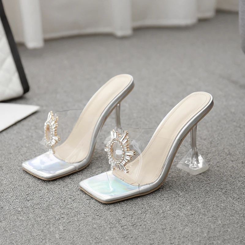 Туфли женские на высоком каблуке пикантные сандалии квадратный носок пряжка с