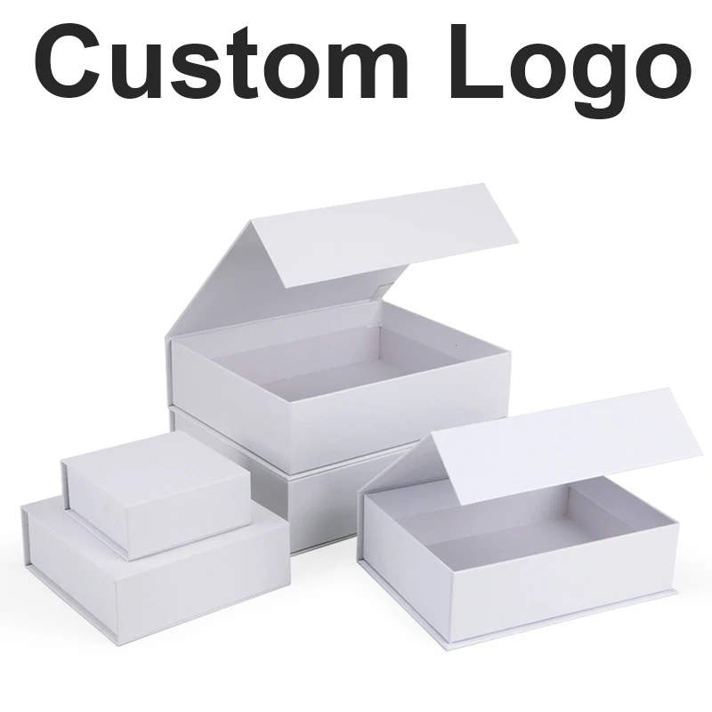

5 Pcs Custom Logo Magnetic Buckle Book Flip Cosmetic Gift Package Box Birthday Wedding Gifts Box Party Favor Paper Cardboard Box