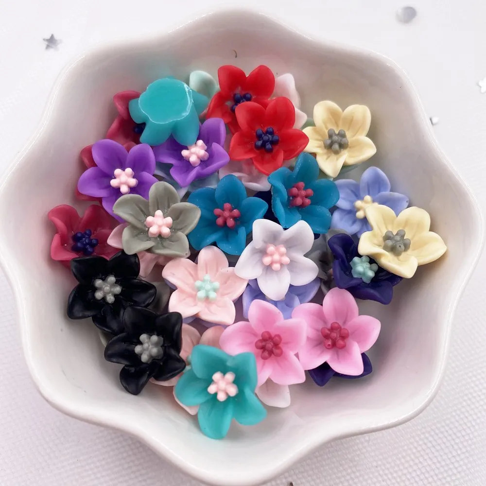 

50pcs Resin 13mm Colorful 3D Morning Glory Flower Figurine Flatback Stone Scrapbook Wedding DIY Applique Home Decor Craft OL610