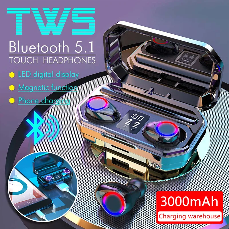 

TWS Wireless Earphone Bluetooth Headphone 5.1 Dual Stereo Noise Reduction Headphone Sport Waterproof Bass Touch Control Headset