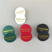 100pcslot bronzing sweet love round labels for handmade items gift packaging red white black card personalized wedding tags