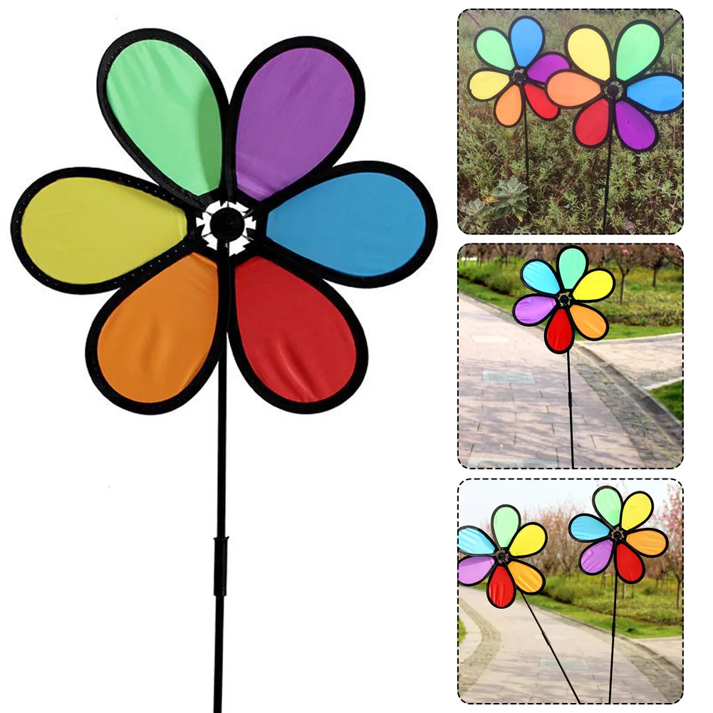 

1pc Colorful Rainbow Flower Windmill Spinner Flower Windmill Spinner Wind Home Garden Decorative Yard Patio Outdoor Ornaments