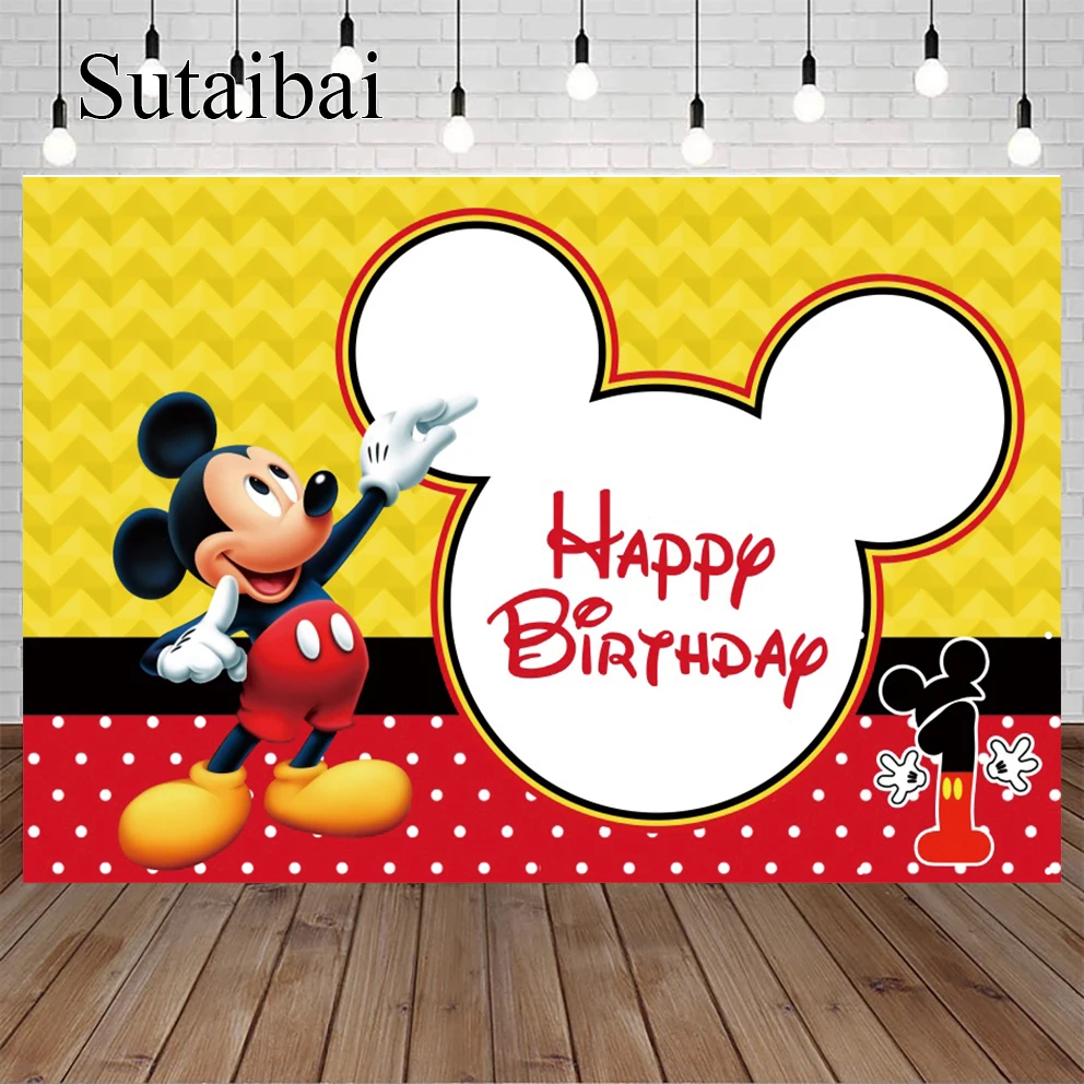 

Party Backdrops Birthday Decorations Disney Mickey Mouse Minnie Mickey Custom Background Wall Children's Decoration Photozone