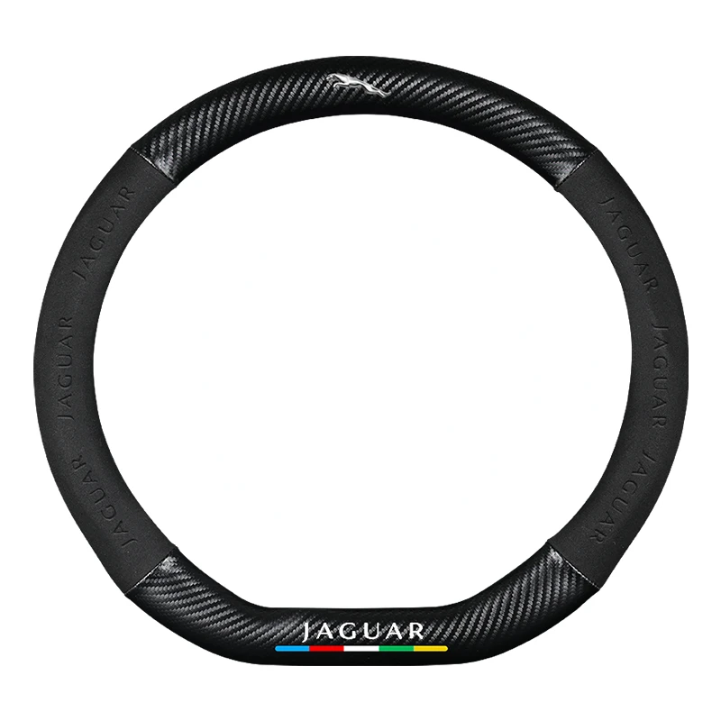 

3D Embossing Carbon Fiber Leather Car Steering Wheel Cover For Jaguar XE XF XFL XJL XJ F-PACE F-TYPE E-PACE Automotive Interior