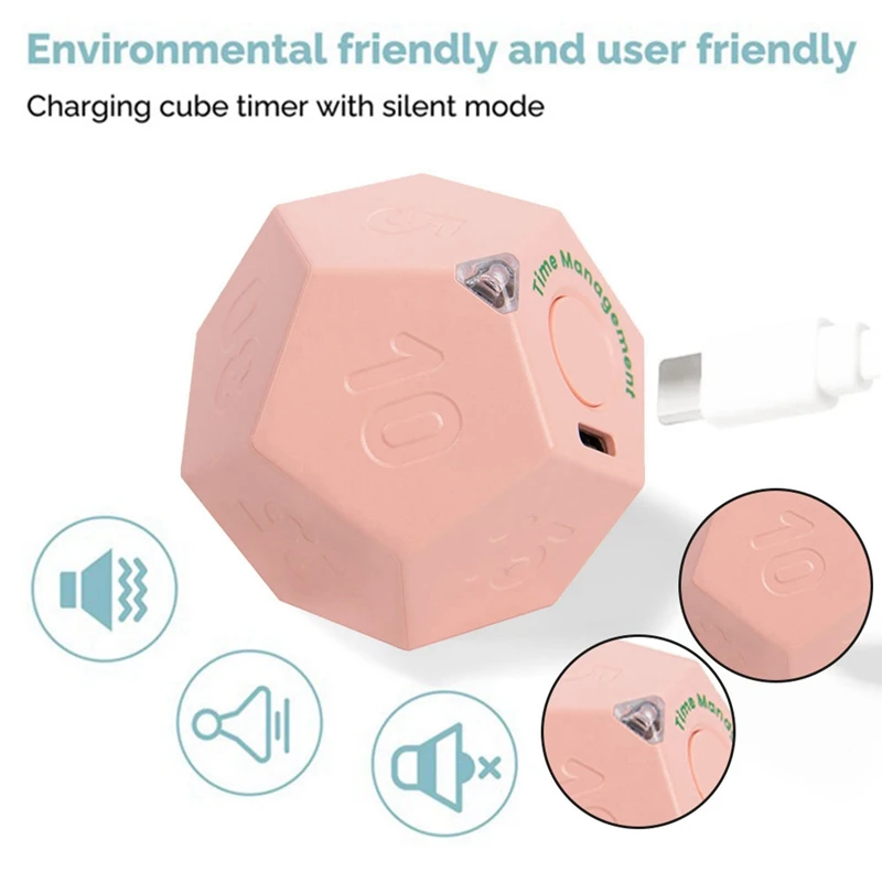 Мини-таймер вращающийся додекагон перезаряжаемый таймер со звуковой вибрацией