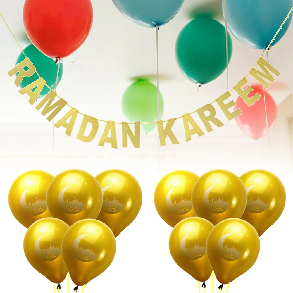 

1 set Banner Balloon Set Letters Banner for Eid Party Lesser Bairam Decor