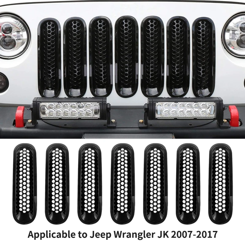 

Automobile Modification Inserts ABS Front Grill Mesh Racing Grille Kit for Jeep Wrangler JK 2007-2017 Undamaged Installation